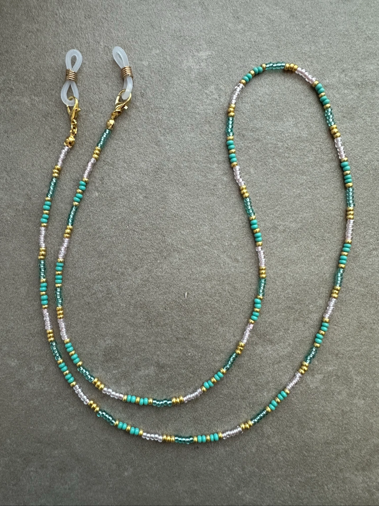 Brilkoord lichtroze en turquoise 